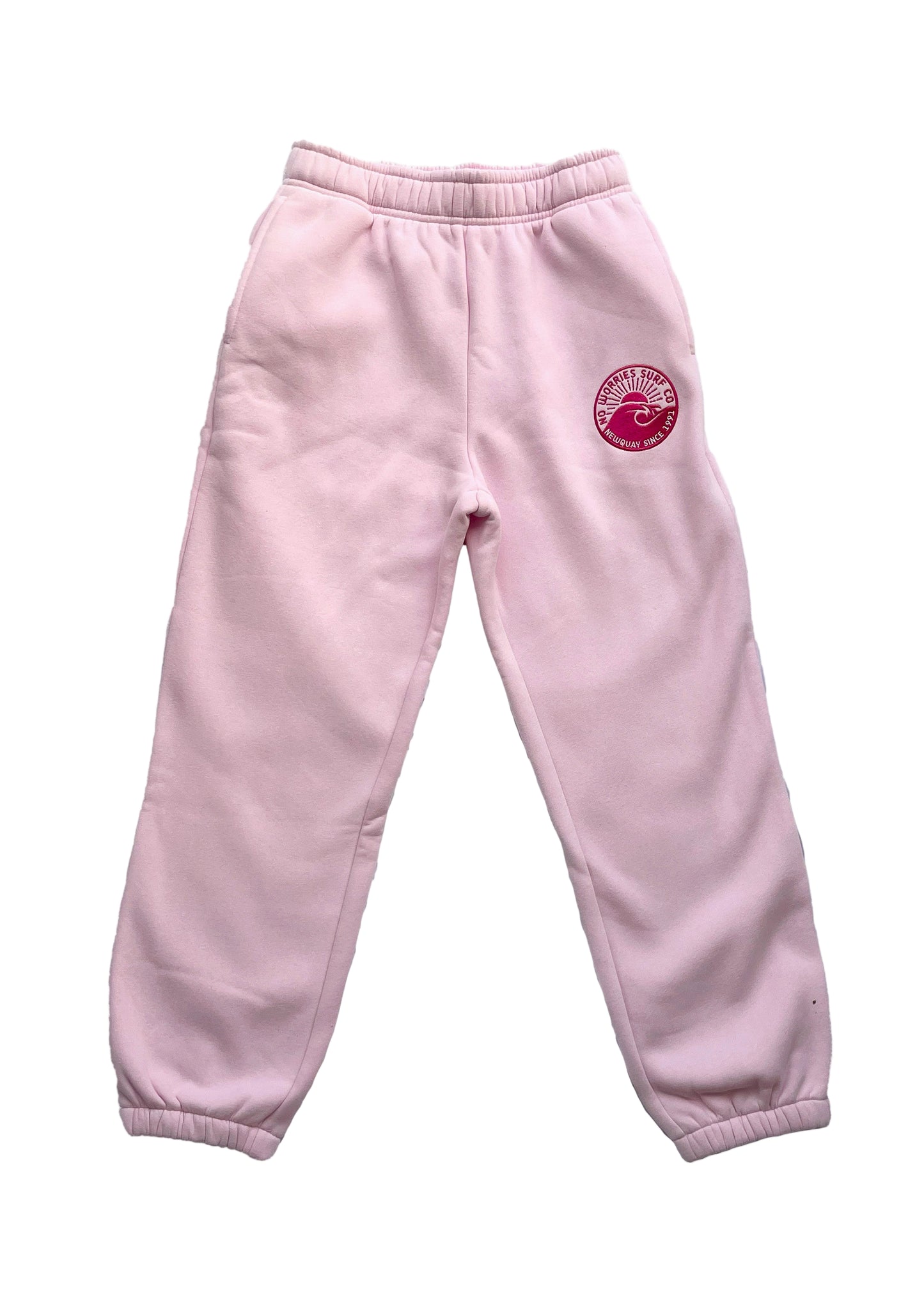 Adults Embroidered Wave Joggers-Baby Pink
