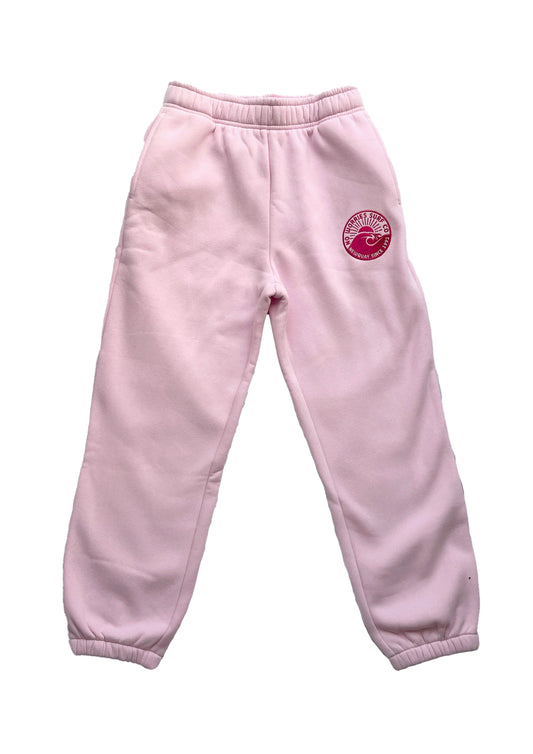 Adults Embroidered Wave Joggers-Baby Pink