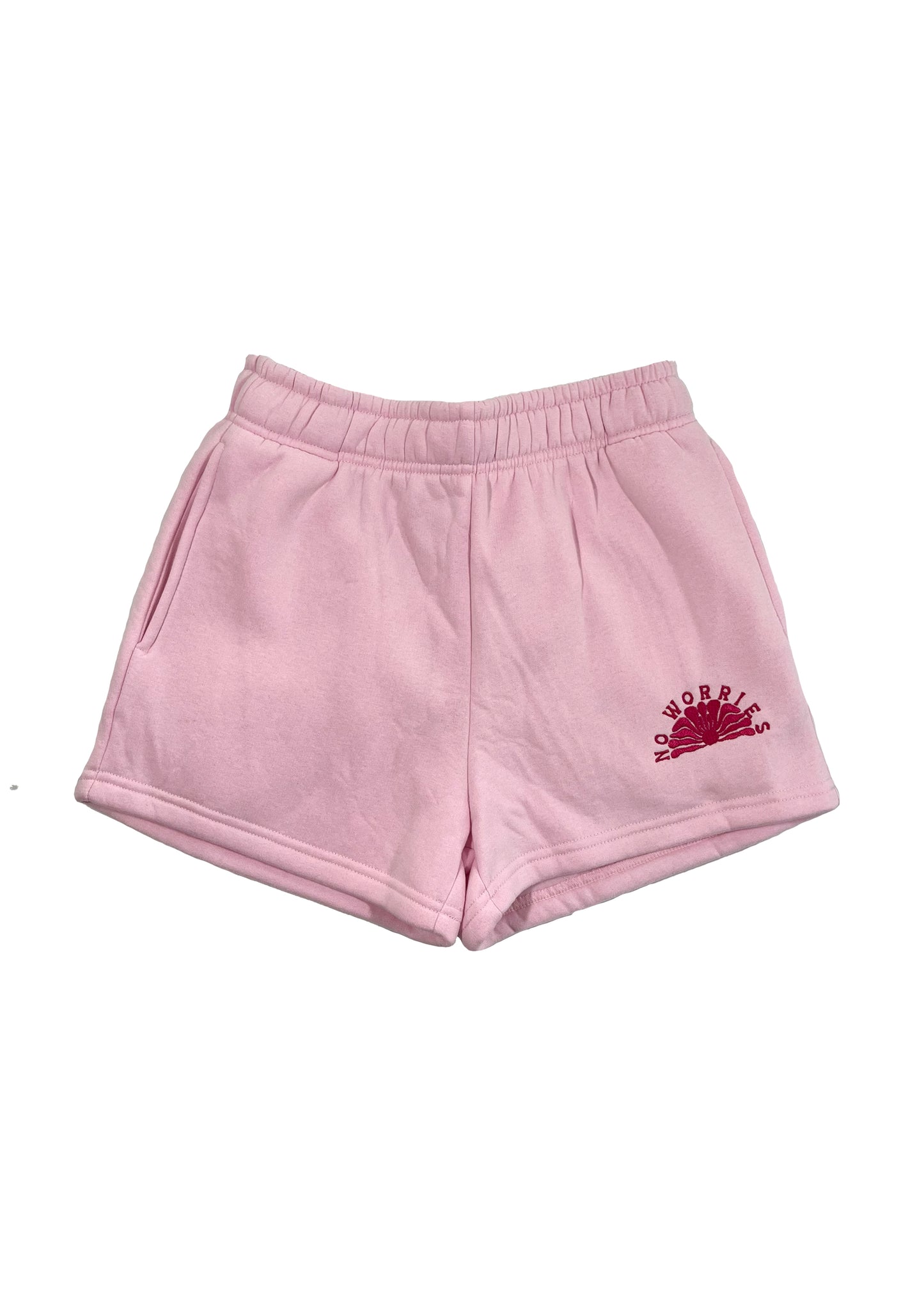 Adults Embroidered Coastline Shorts-Baby Pink
