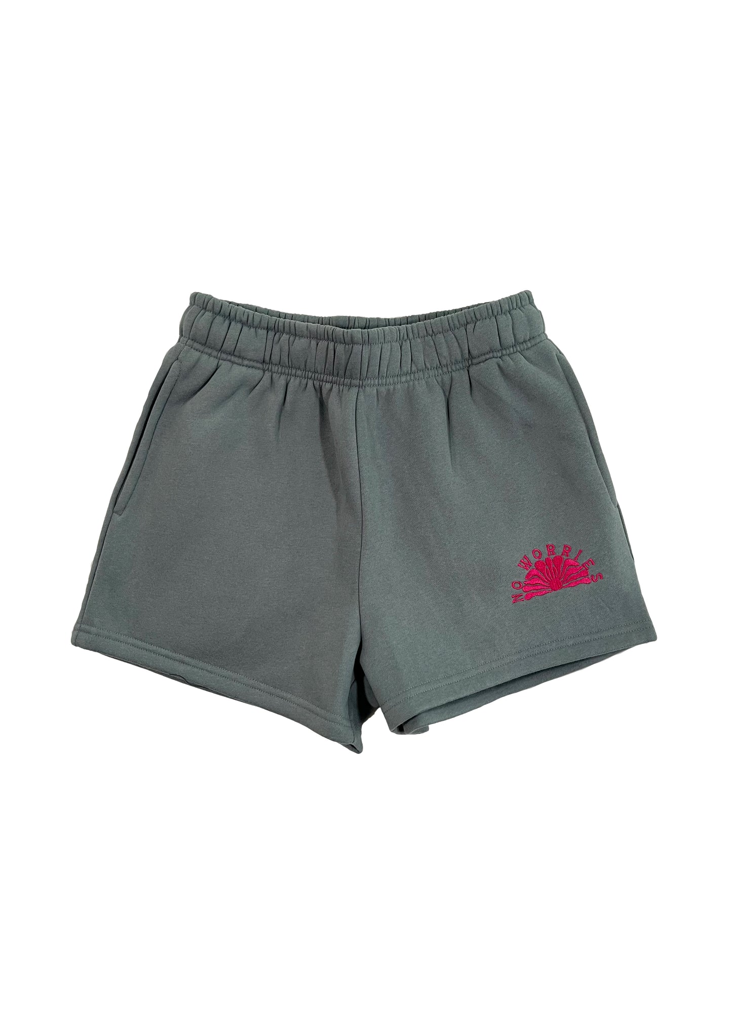 Adults Embroidered Coastline Shorts-Grey