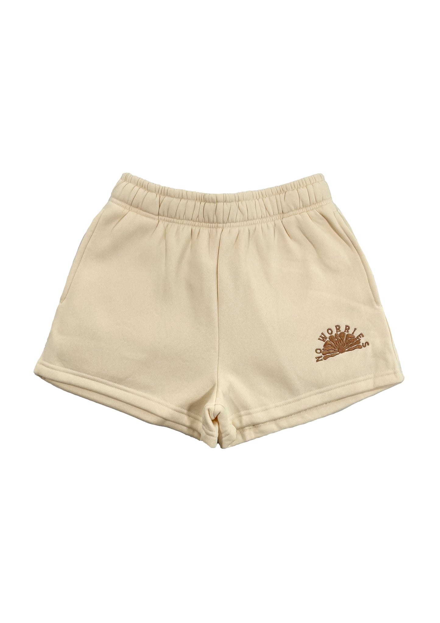 Adults Embroidered Coastline Shorts-Vanilla