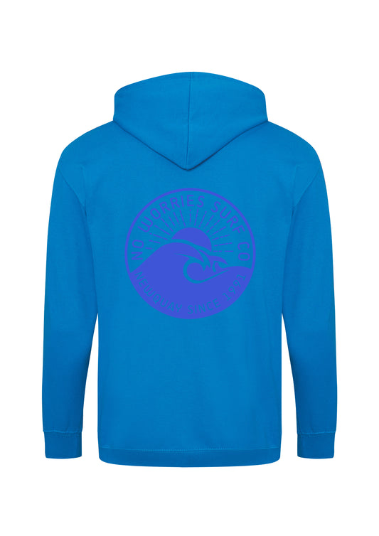 Adults Zip-Up Wave Hoodie-Hawaiian Blue