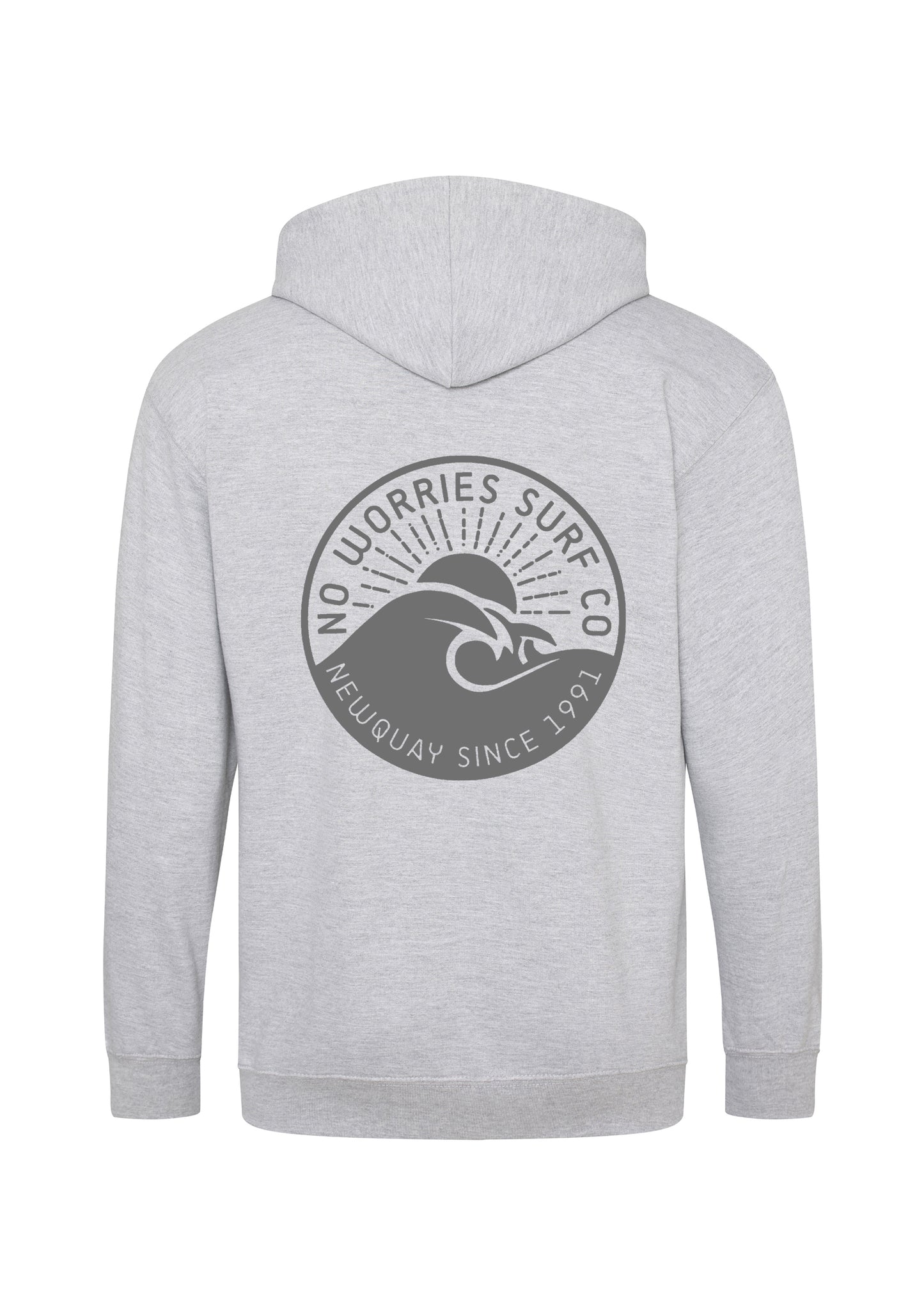 Adults Zip-Up Wave Hoodie-Heather Grey