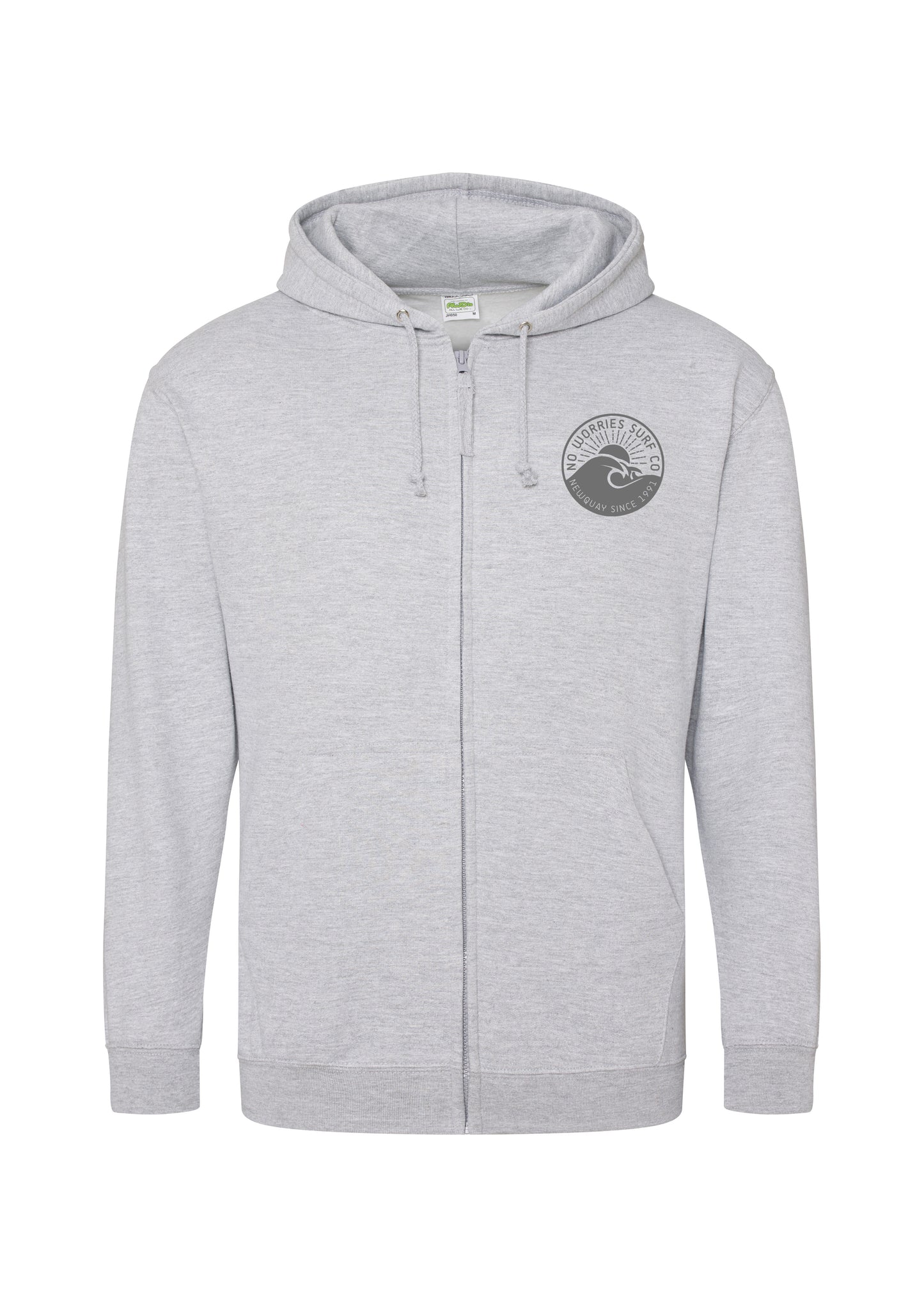 Adults Zip-Up Wave Hoodie-Heather Grey