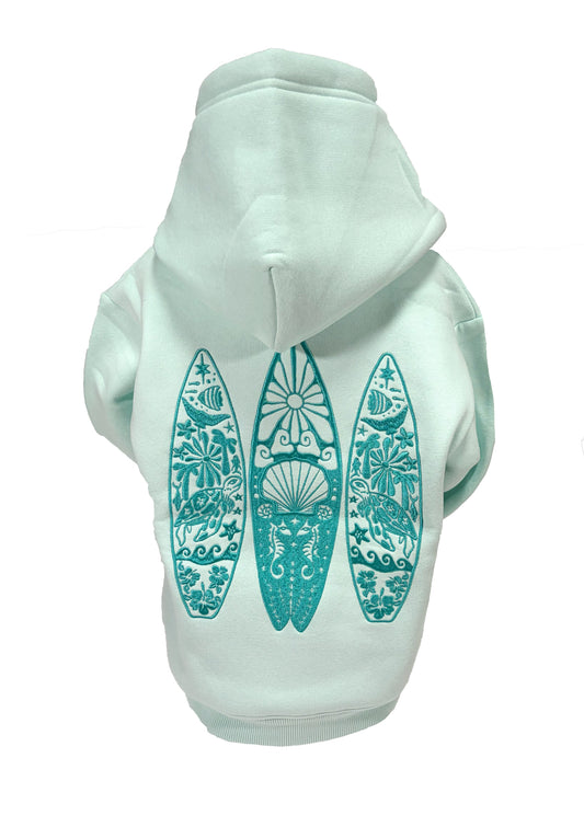 Kids Embroidered 3 Boards Hoodie-Mint