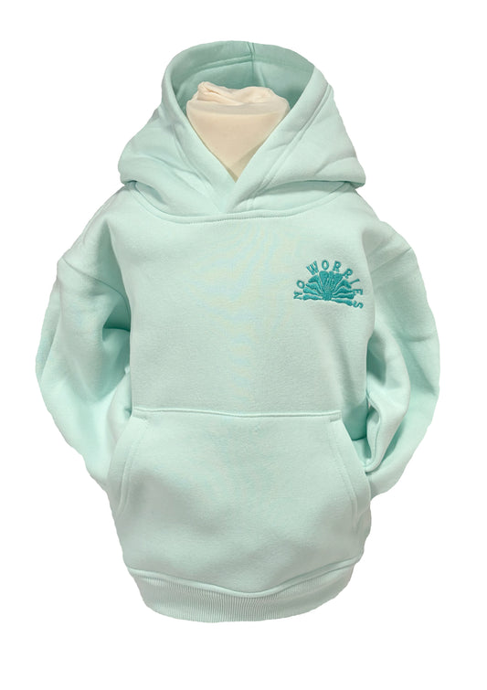 Kids Embroidered 3 Boards Hoodie-Mint