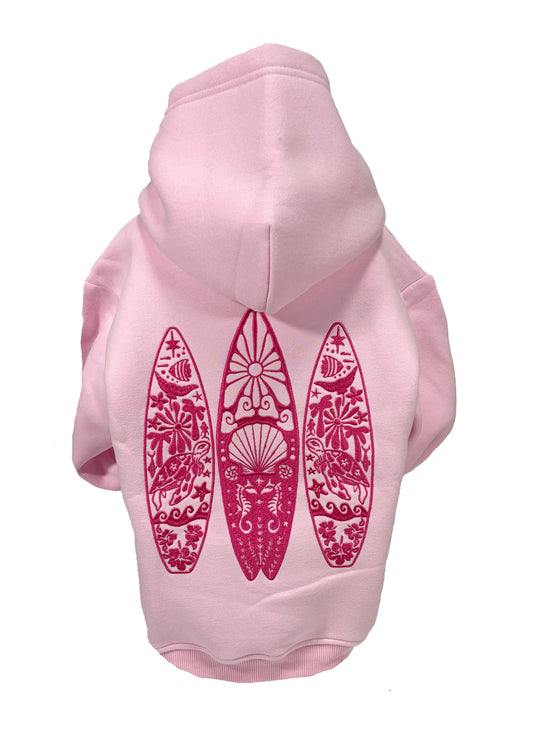 Kids Embroidered 3 Boards Hoodie-Baby Pink