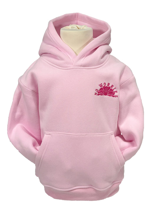 Kids Embroidered 3 Boards Hoodie-Baby Pink