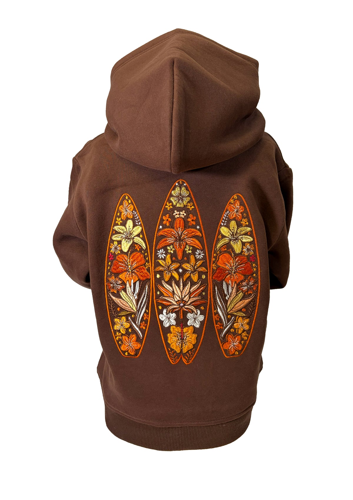 Kids Floral Boards Hoodie-Chocolate