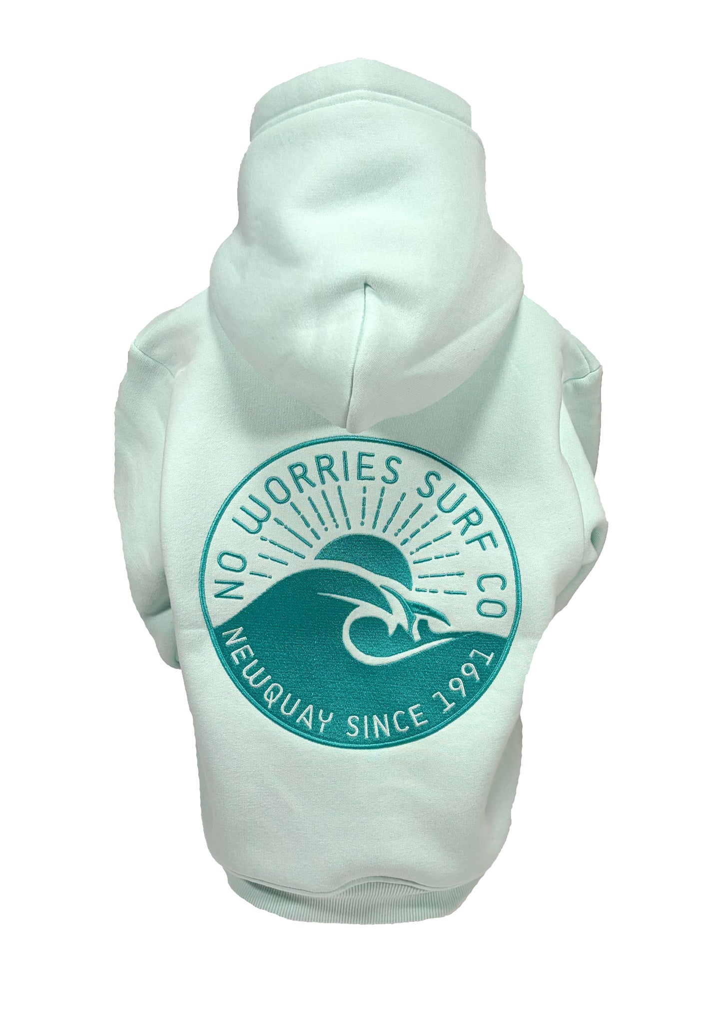 Kids Embroidered Wave Hoodie-Mint