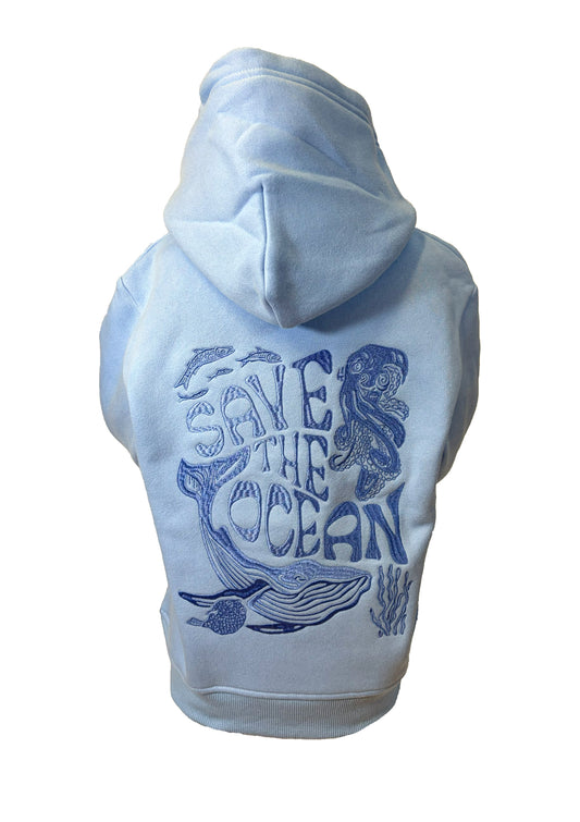 Kids Embroidered Save the Ocean Hoodie