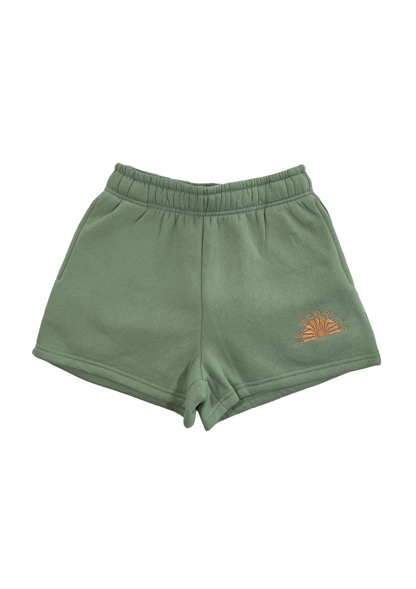 Adults Embroidered Coastline Shorts-Sage