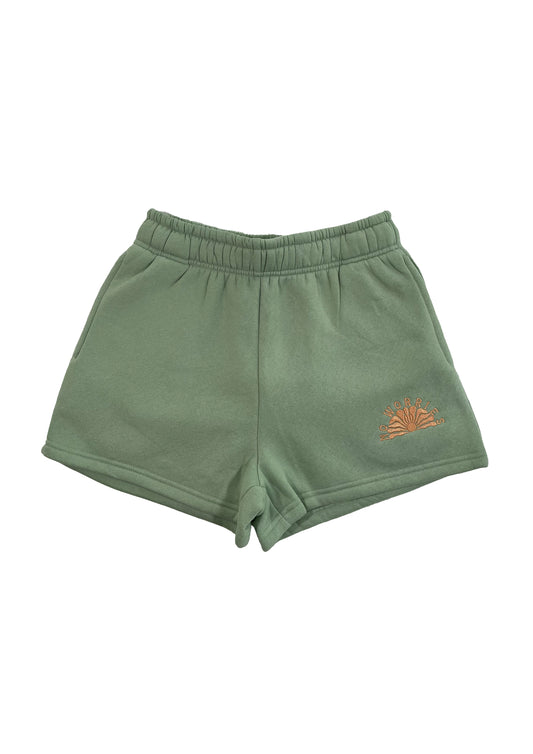 Adults Embroidered Coastline Shorts-Sage