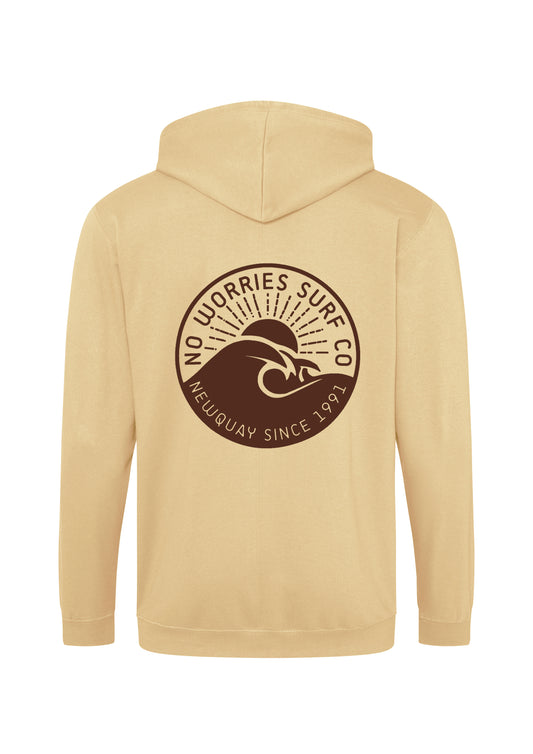 Adults Zip-Up Wave Hoodie-Sand