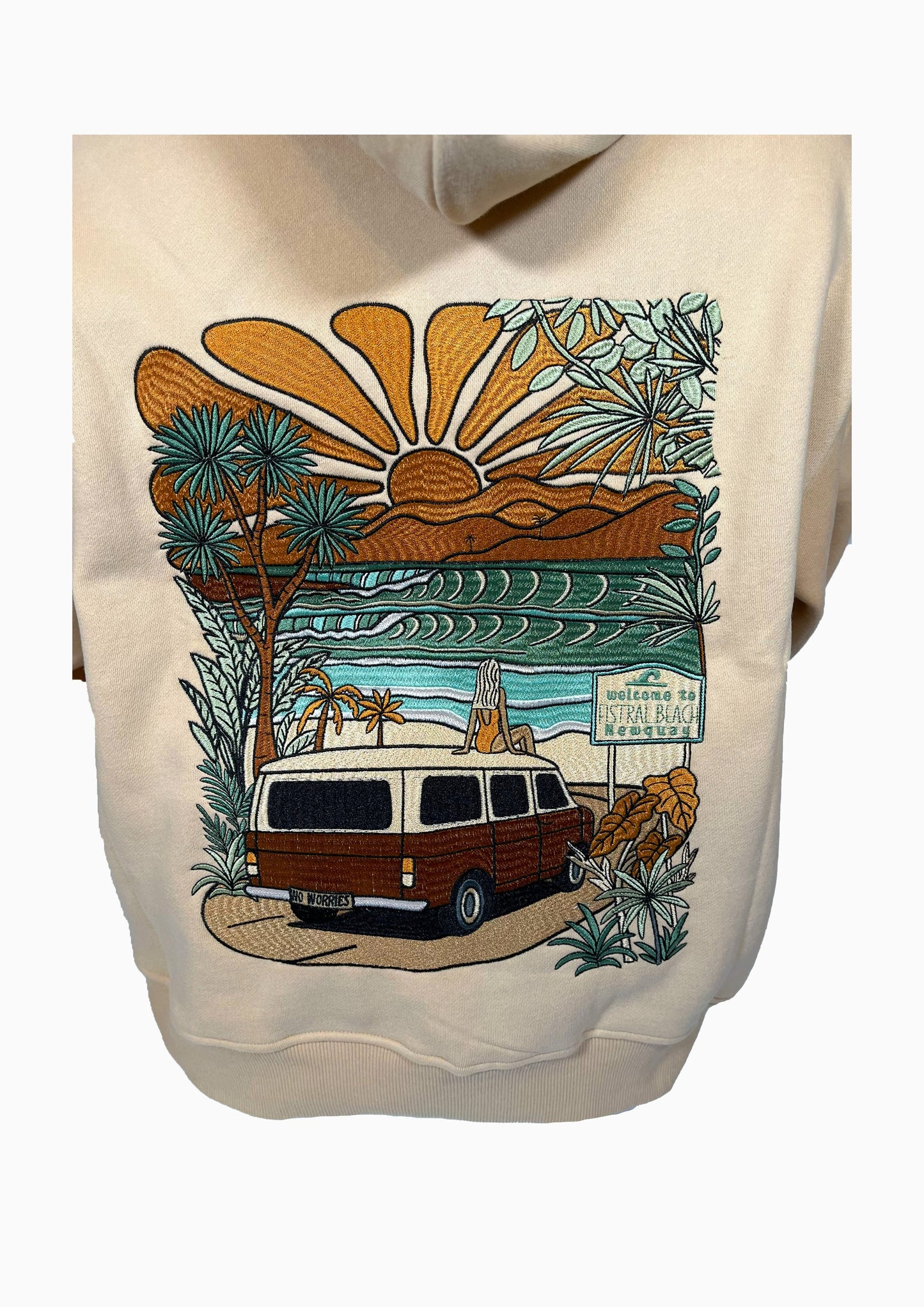 Adults Embroidered Welcome Hoodie-Sand